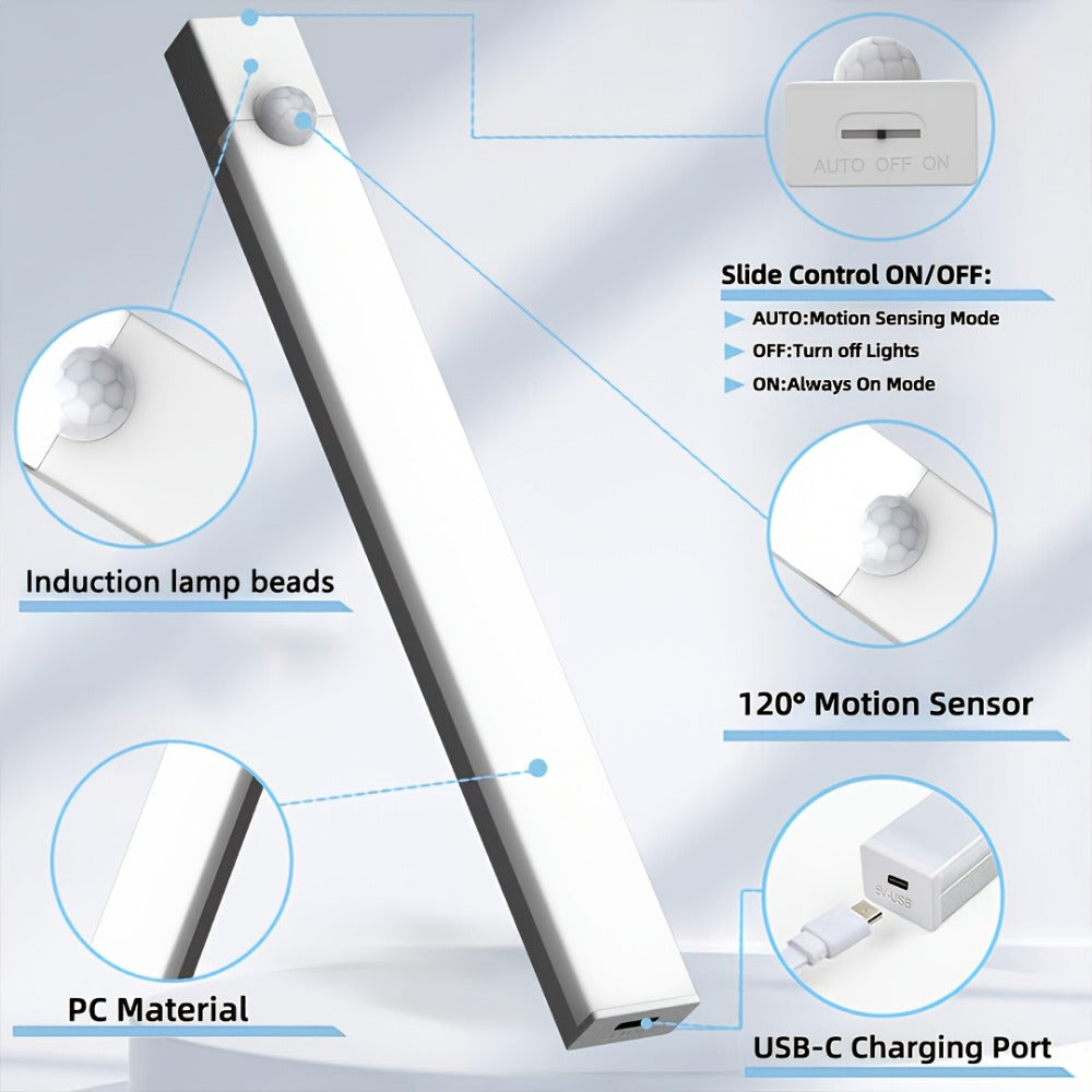 Motion Sensor Cabinet Light 6 Pack – USB-C Rechargeable LED Under Cabinet Lighting for Home Cooking, Dining and Outdoor Meals