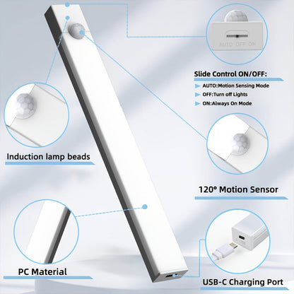 Motion Sensor Cabinet Light 6 Pack – USB-C Rechargeable LED Under Cabinet Lighting for Home Cooking, Dining and Outdoor Meals