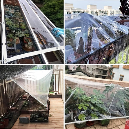 Clear Tarp Transparent PE Tarpaulin with Grommets, Rainproof Cover for Porch Canopy Henhouse Plant Camping & Outdoor Garden