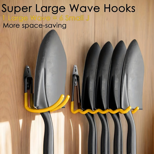 Garage Wall Hooks Storage Rack - Iron Utility Hooks for Power Tools, Ladders, Bikes, Ropes - Wall Mount Organizer for Garage