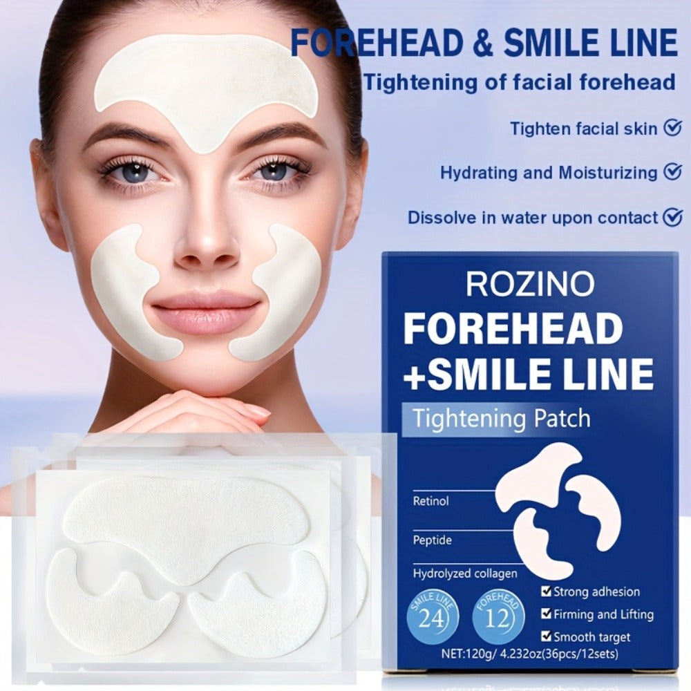 Retinol Peptide Face Patches 36pcs Anti-Wrinkle Hydrolyzed Collagen Lifting Treatment for Forehead & Smile Lines
