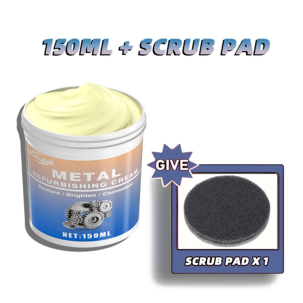 Metal Polishing Paste with Scrub Pad 5.07oz Multi-Purpose Chrome Polish Cream for Automotive for Home Cooking, Dining and Outdoor Meals