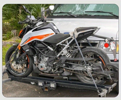 Ratchet Tie-Down Straps with Auto-Retract & Speed Control – Heavy-Duty Cargo Securing Kit with Hooks & Storage Bag | Motorcycle Transport