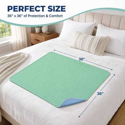 Reusable Underpads 36x36 Inch Extra Heavy Absorbency Bed Pads for Adults Kids and Elderly for Entryways, Bedrooms and Living Spaces