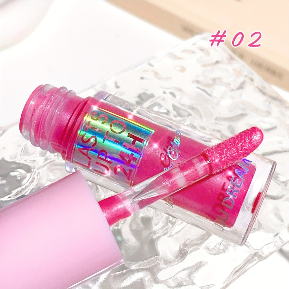 24H Waterproof Glitter Lip Gloss & Lip Stain Set 3PCS, Lip Oil Formula, for Makeup, Travel and Everyday Vanity Use