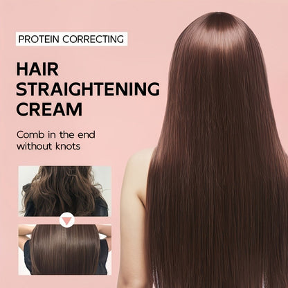 Smoothing Hair Straightening Cream with Protein & Keratin, Deep Frizz Control Treatment for All Hair Types