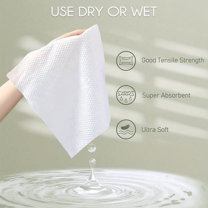 Disposable Face Towels 60 Count Extra Thick & Soft – 10x12 Inch Cotton Cleansing Wipes for Sensitive Skin, Makeup Removal