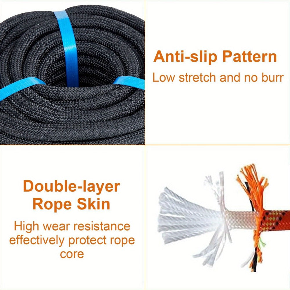 Double Braided Nylon Rope 1/2 Inch Polyester, 100ft 150ft 200ft Multi-Color for Anchoring Towing Cargo Sailing Dock Lines & Outdoor Use