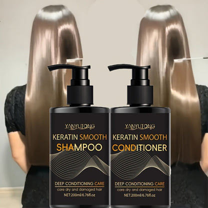 Keratin Smooth Shampoo and Conditioner in 200mL Pump Bottles with Duo, Shampoo-Only or Conditioner-Only Options