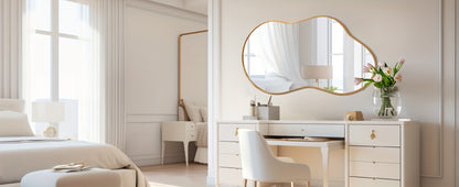 Irregular Asymmetrical Wall Mirror with Gold Frame in 20 x 36, 24 x 36 or 26 x 46 Inch Sizes