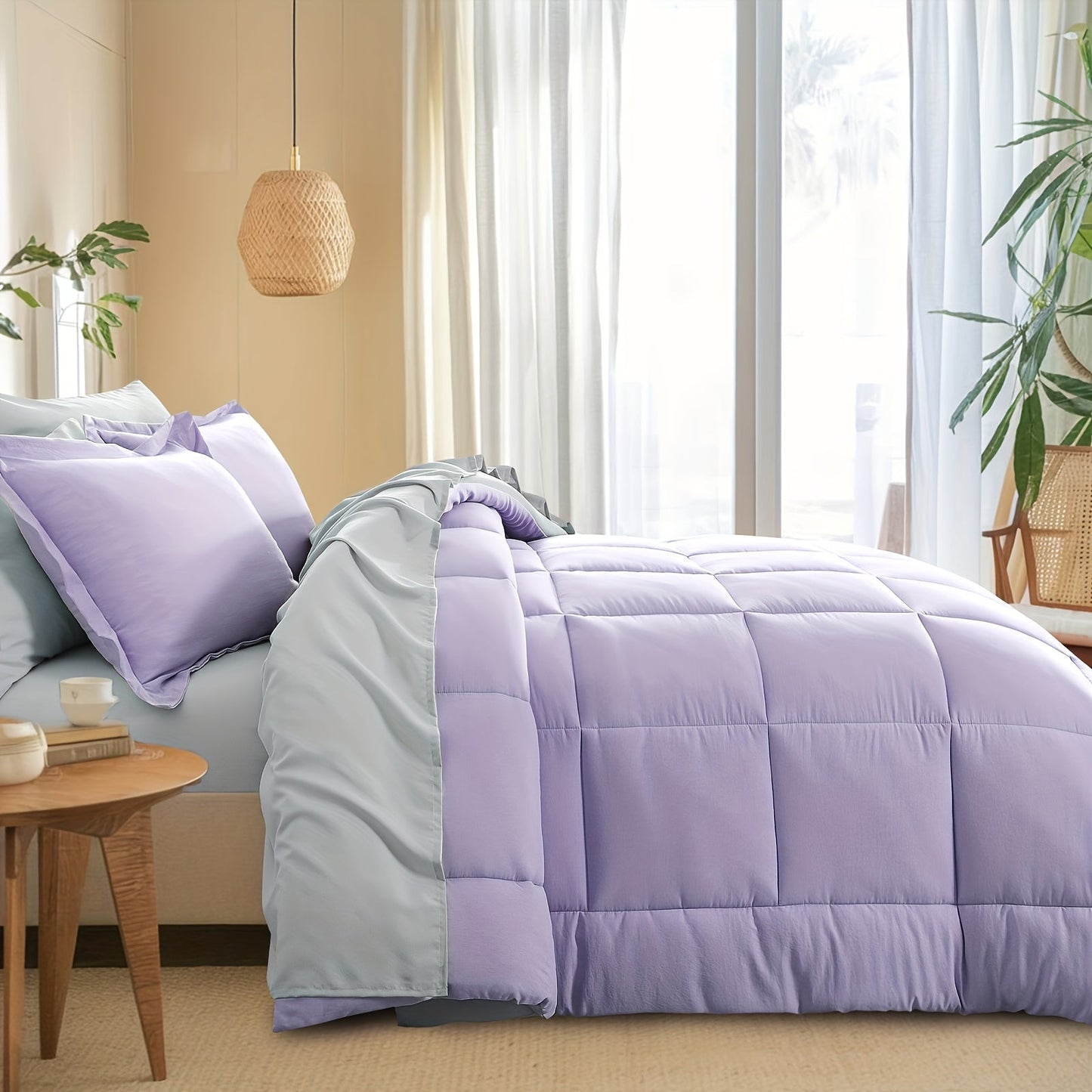 7 Piece Comforter Set Luxury Soft Fluffy Bedding All Season Bed in a Bag with Comforter Fitted Sheet Flat Sheet Pillowcases Hypoallergenic
