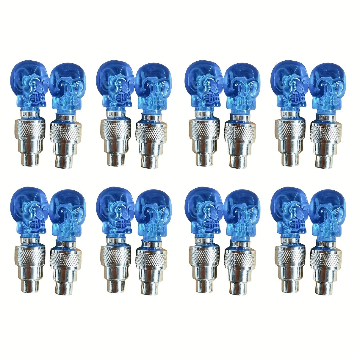 LED Tire Valve Stem Light Sets in 4-, 8- or 16-Piece Blue, Green, Red, Mixed and Skull-Top Configurations