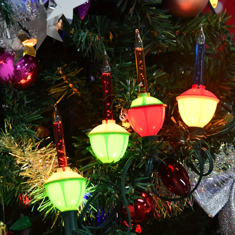 Christmas Bubble Lights 9 Pack Retro Multi Color, 8.8 Inch 5W E12 Base with 10 Bubble Bulbs 1 Spare