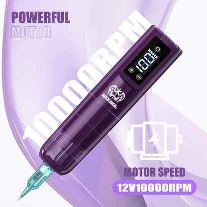 Cordless Tattoo Pen Machine Neebol Wireless Rotary Tattoo Gun with LCD Screen Display for Temporary Body Art, Festivals and Costumes