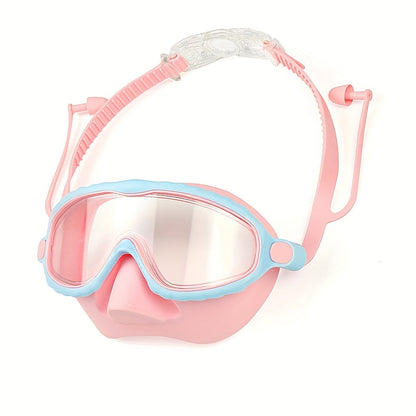 Oversized Swimming Goggles with Single-Lens Mask Frame, Adjustable Strap and Pink or Blue Color Options
