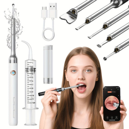 Intelligent Visual Tonsil Stone Removal Kit – 1080P HD Camera, 6 LED Lights, Wi-Fi & App Connection, Multi-Accessory Oral Inspection Tool