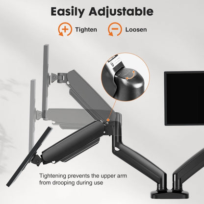 Gas Spring Monitor Arm Single Dual, Desk Mount for 13-32 Inch Screens up to, Adjustable Height, 360° Swivel