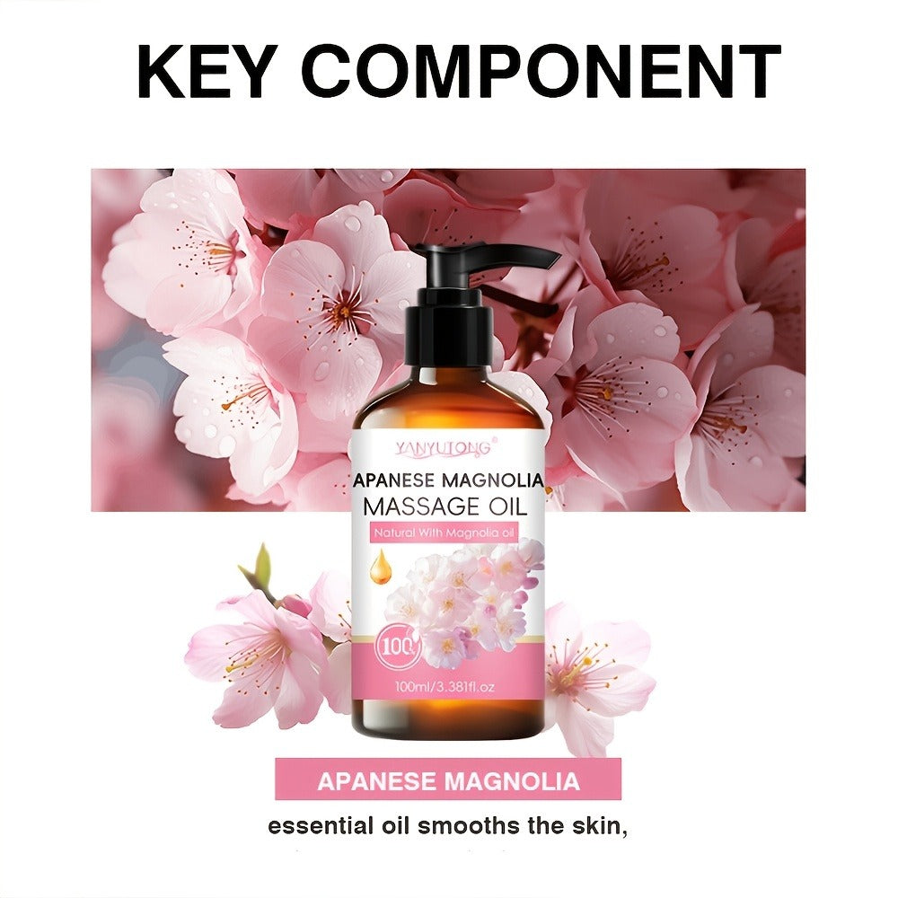 Cherry Blossom Couples Massage Oil with Glycerin 100ml – Nourishing Hydrating Aromatherapy Body Oil Natural Relaxing Floral Scent All Skin