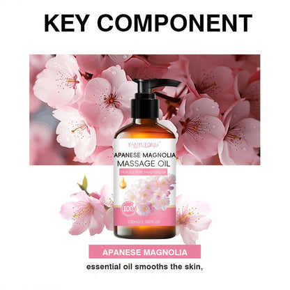 Cherry Blossom Couples Massage Oil with Glycerin 100ml – Nourishing Hydrating Aromatherapy Body Oil Natural Relaxing Floral Scent All Skin