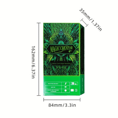 Tattoo Cartridge Needles with MAGICCREATOR Label, 20-Piece Box with 25 RL RS CM M1 Options