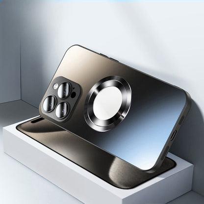 Phone Case Frosted Tempered Glass and TPU Cover with Integrated Lens Film for Select iPhones