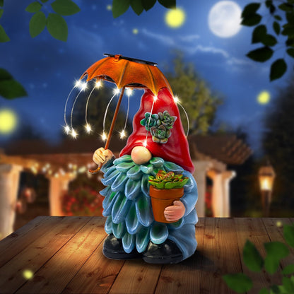 Solar Light Elf Resin Statue, Outdoor Garden Figurine That Automatically Lights Up at Night, Holiday Collectible Decor for Christmas