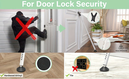 Door Security Bar Adjustable 28-45 Inch, Door Barricade Bar with Anti-Slip Base, Fits Standard & Sliding Doors