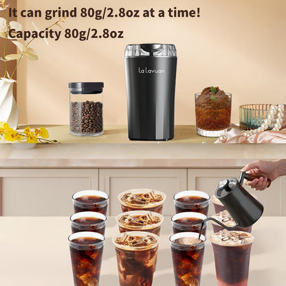 200W-Labeled Electric Coffee Grinder with Press-Lid Control, Two-Leaf Blade and Three Housing Options