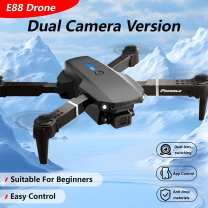 E88 Foldable Drone with Dual Camera with the Listed Color, Size or Set Options for Everyday Use