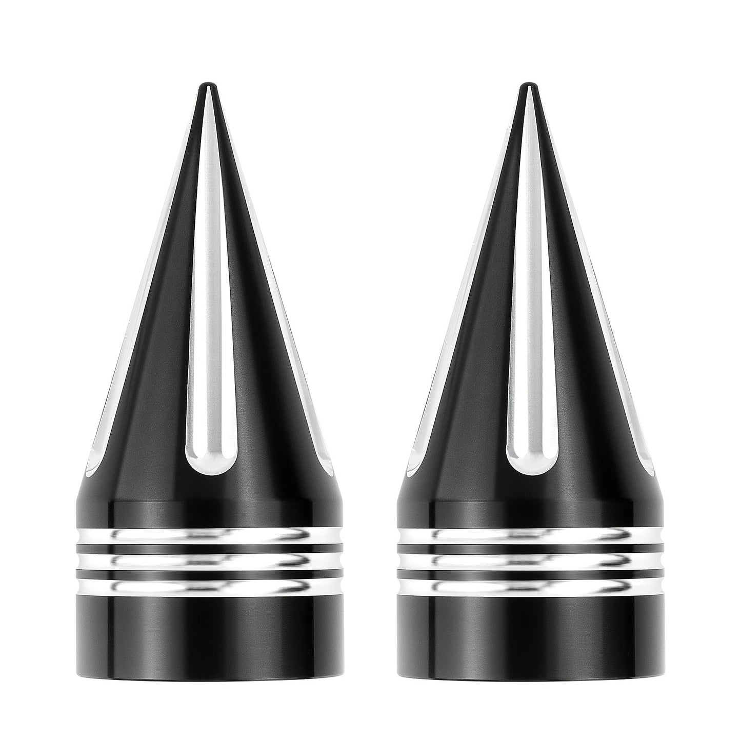 CNC Spike Motorcycle Front Axle Nut Covers Caps 3.6" – Fits Harley Touring Street Glide Road King Electra Glide Tri Glide 2008-Later