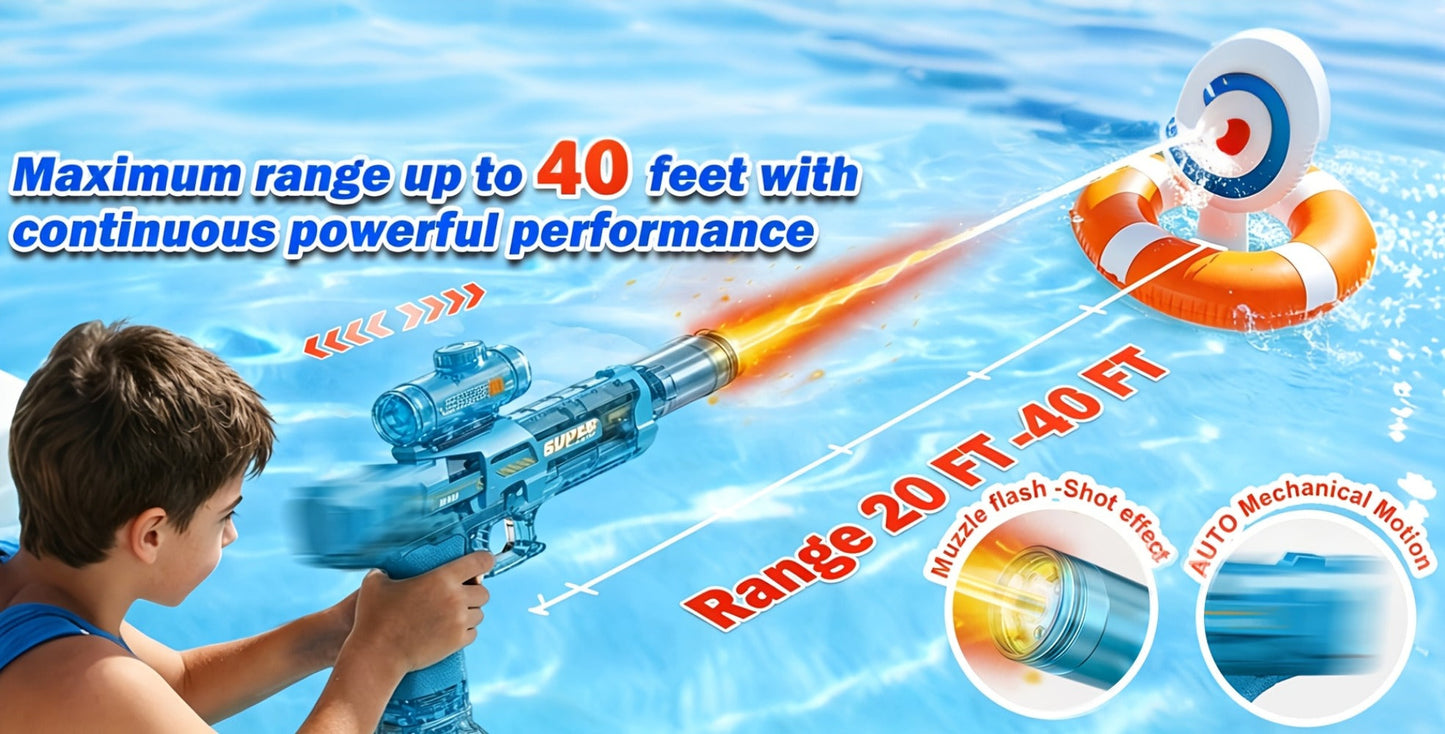 Rechargeable Transforming Electric Water Blaster with LED Muzzle Light and Blue or Blue Spec2 Option