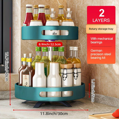 Rotating Spice Rack Double Layer Stainless Steel Countertop Corner Seasoning Storage for Laundry Rooms, Closets and Home Organization
