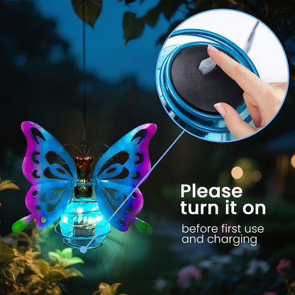 Solar Hanging Ornament Lights Ladybug & Butterfly, Indoor Outdoor Decorative Garden Light with Spring Clips for Patio