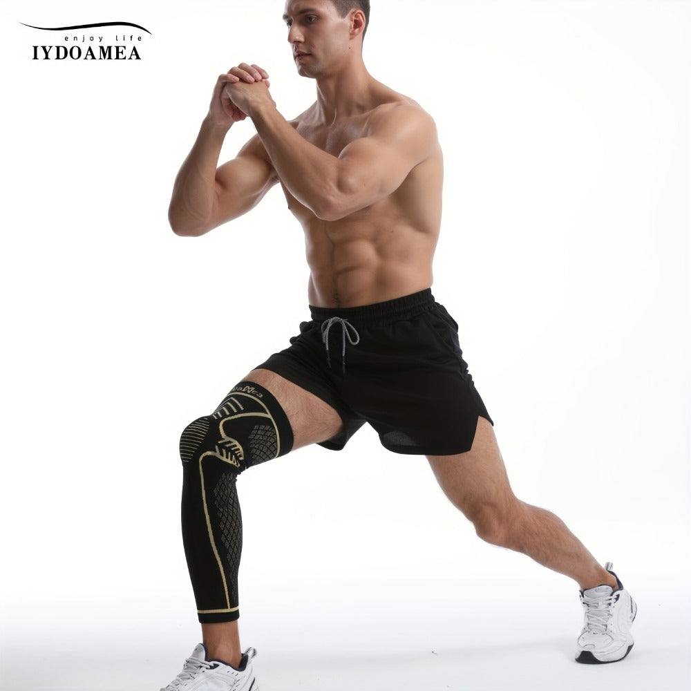 Copper Knee Brace Full Leg Support - Compression Sleeve with Patella Gel Pad & Double Metal Side Stabilizers
