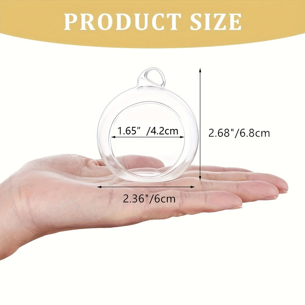 Hanging Glass Ball Candle Holders Set for Wedding Party Christmas Tree Decoration - Clear Glass Tea Light Holders with Hanging Design