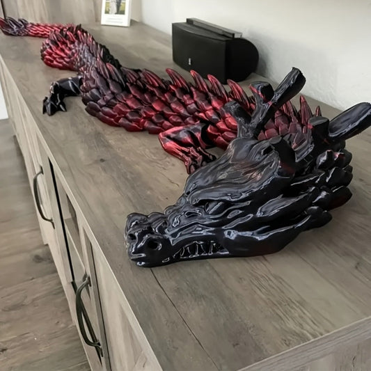3D Printed Dragon 35.4 Inch with Flexible Joints – Articulated Poseable Dragon Figurine for Car Dashboard, Home Decor & Desk Display