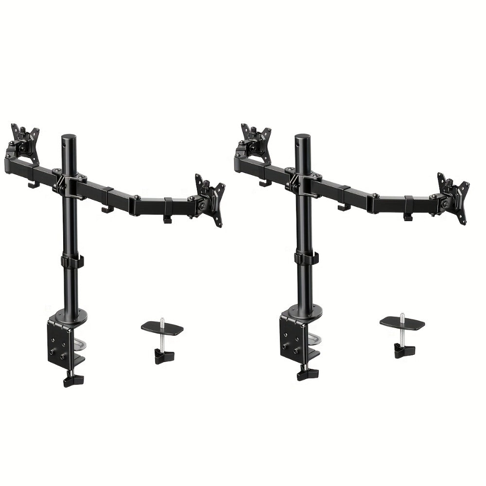 Adjustable Dual Monitor Arm for 13-32 Inch Screens, VESA 75x75/100x100mm, 45° Tilt 90° Swivel 360° Rotation