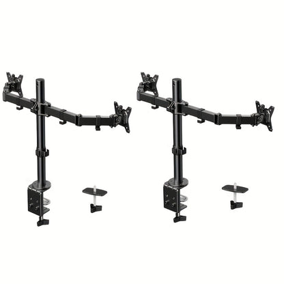 Adjustable Dual Monitor Arm for 13-32 Inch Screens, VESA 75x75/100x100mm, 45° Tilt 90° Swivel 360° Rotation