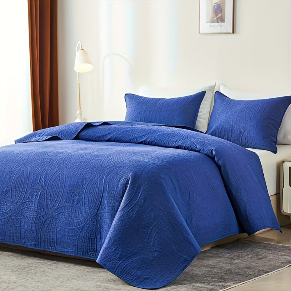 Quilt Coverlet Set 2-3 Piece Lightweight Microfiber Bedspread Coin Pattern Soft Skin-Friendly Anti-Allergy Machine Washable Twin Full Queen