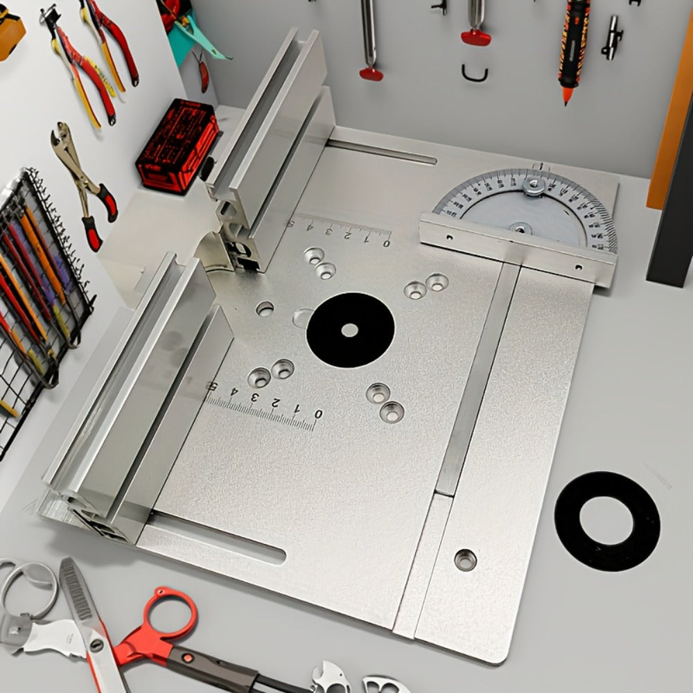 Aluminum Router Table Insert Plate with Fence & Miter Gauge - Precision Woodworking Tool, Dual Function Design