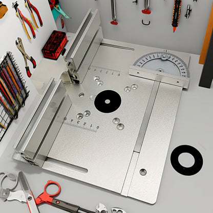 Aluminum Router Table Insert Plate with Fence & Miter Gauge - Precision Woodworking Tool, Dual Function Design