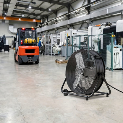 Industrial Drum Fan High Velocity Floor Fan 24 30 Inch, 3-Speed Metal Air Circulator 360 Tilt Casters ETL Listed