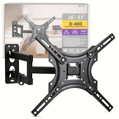 Compact Dual-Arm Full-Motion TV Wall Mount for 26-57 Inch Screens with Swivel, Tilt and Extension