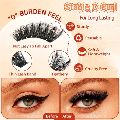 100D Volume Cluster Lashes DIY Individual Lash Extension Kit – Soft Reusable Single Clusters for Full Thick Dramatic Lash Look