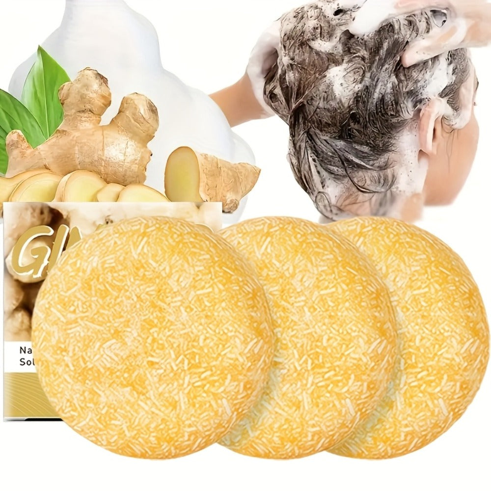 Ginger Shampoo Bar 3pcs × 60g – Natural Handmade Solid Shampoo Bar, Sulfate-Free, Paraben-Free & Vegan | Scalp Stimulating Ginger Formula