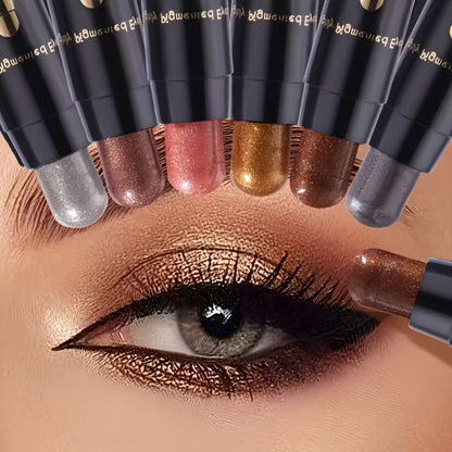 Waterproof Eyeshadow Pencil Set 6 Colors, Metallic & Matte Glitter Highlight Eyeliner Crayons, Smudge-Proof Eye Makeup