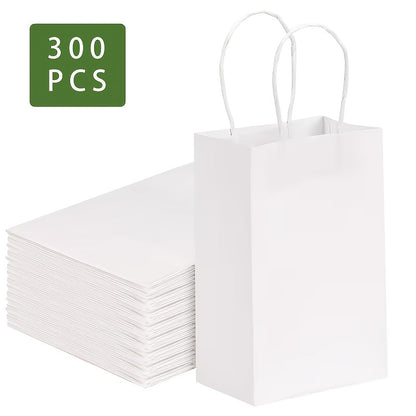 Paper Bags with Handles Bulk – Kraft Paper Gift Bags 25/75/100/300 Pcs, Black White Brown Reusable Shopping Bags for Small Business Retail