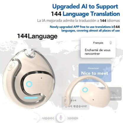 144-Language AI Real-Time Translation Earbuds, Two-Way Interpreter Earphones USB & Battery Rechargeable with Carrying Pouch
