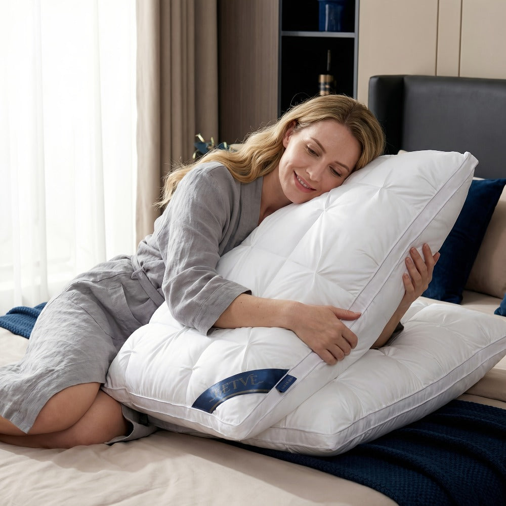 Luxury Hotel Pillows 2PCS, Cool Breathable Pillow Insert, Fluffy Resilient Neck Support, Comfortable Sleeping Pillow