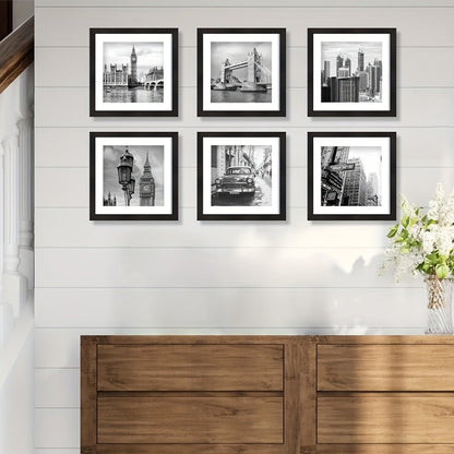 Three-Piece Square Picture Frame Set in Black or White with 8 x 8 or 12 x 12-Inch Wall Options